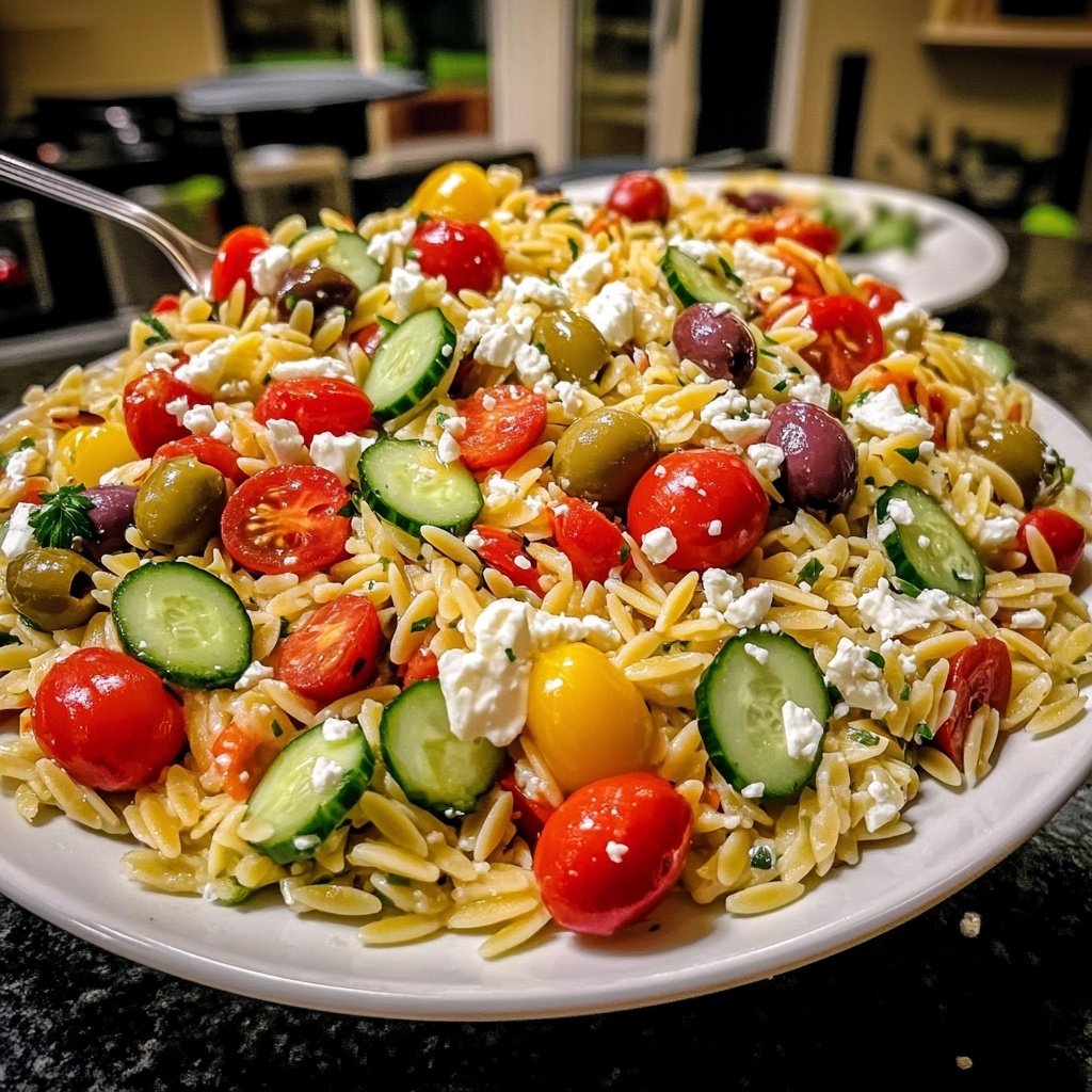 Griechischer Orzo Nudelsalat