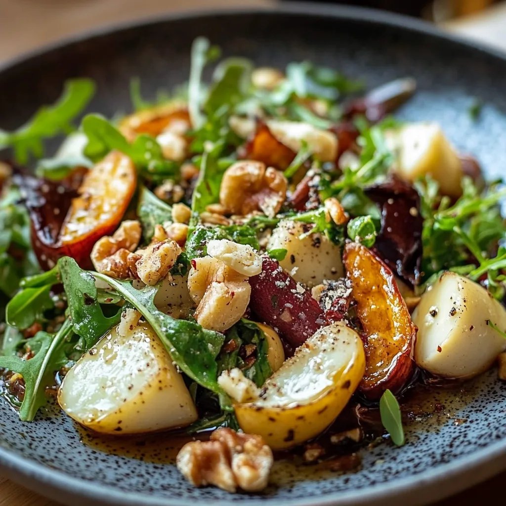 Herbstsalat mit karamellisierten Birnen & Ziegenkäse