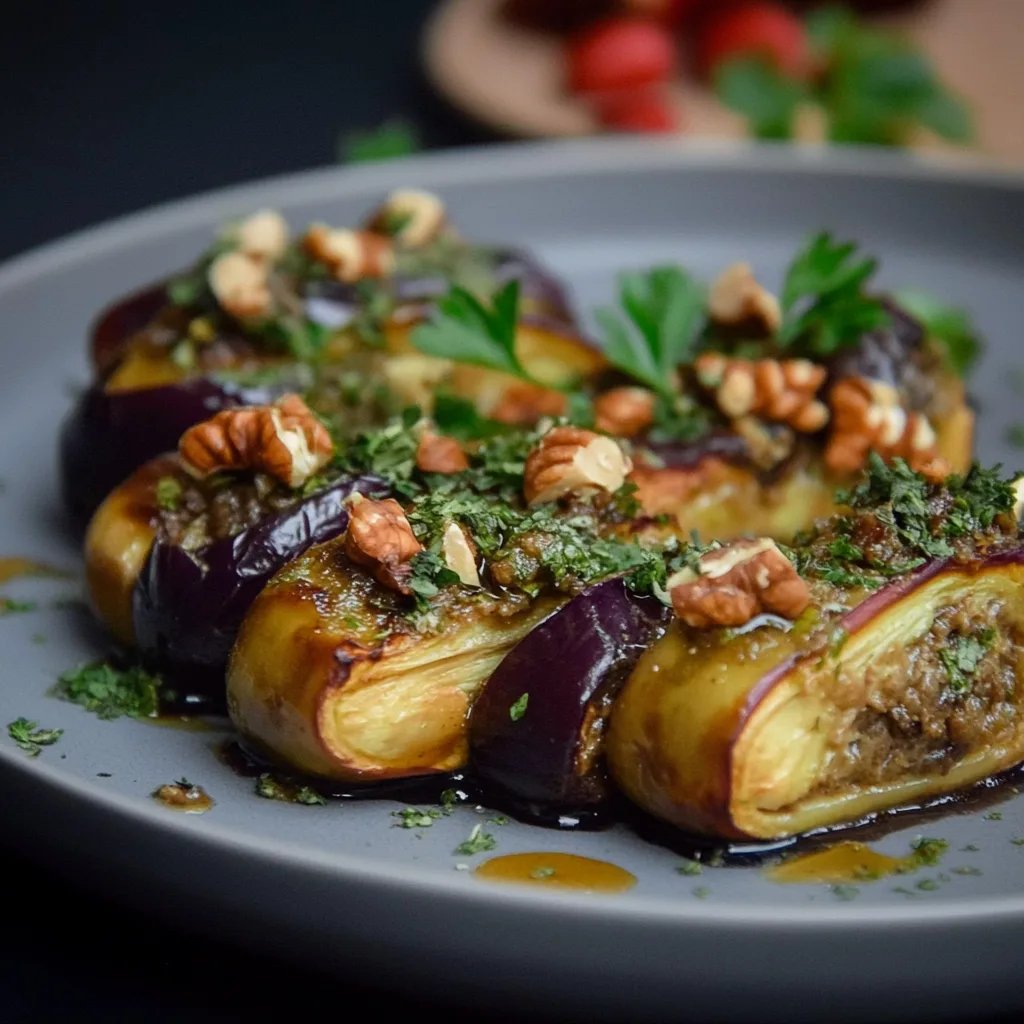 Gefüllte Auberginen mit Walnusspaste