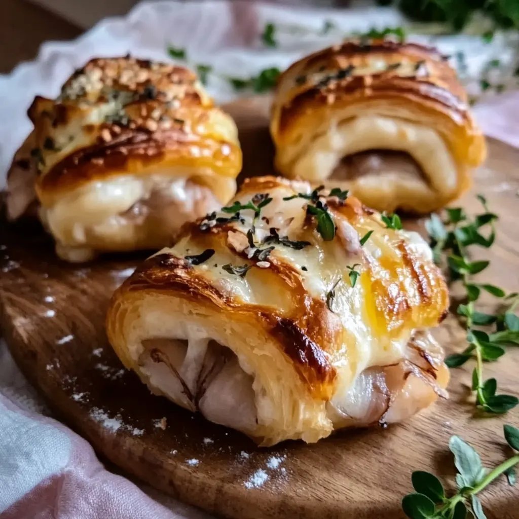 Blättrige Schinken-Käse-Croissants