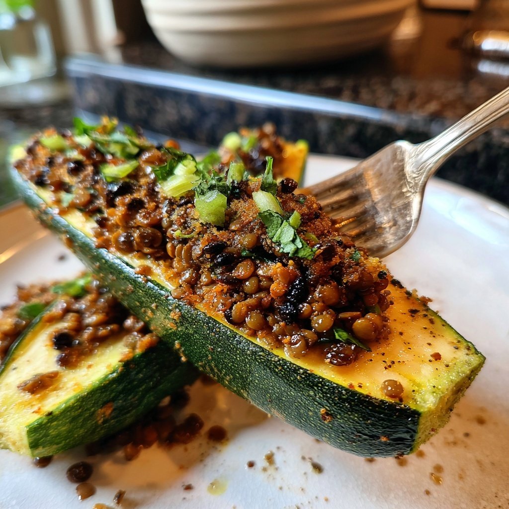 Gefüllte Zucchini mit Linsen