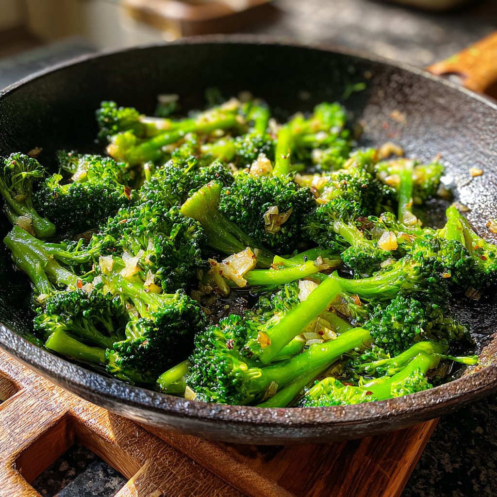 Brokkoli Pfanne Mit Knoblauch Und Sojasauce