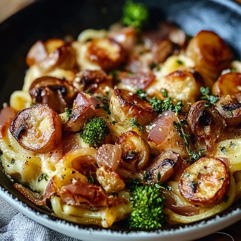 Spätzleauflauf mit Rosenkohl und Kasseler